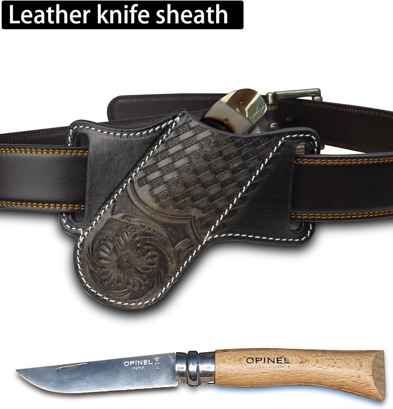 HOGIKUO Knife Sheath, Leather Knife Sheath for Belt, Pocket Knife Holster Pouch, Folding Knife Holster - Image 5